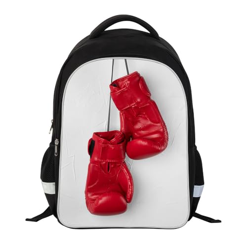 Kids Boxing Gloves Backpack - Lightweight School Bag for Boys & Girls Ages 6-18, Laptop Compartment & Reflective Safety Stripes, Durable Bookbag for Sports, Travel, Elementary to Middle School - Main Image