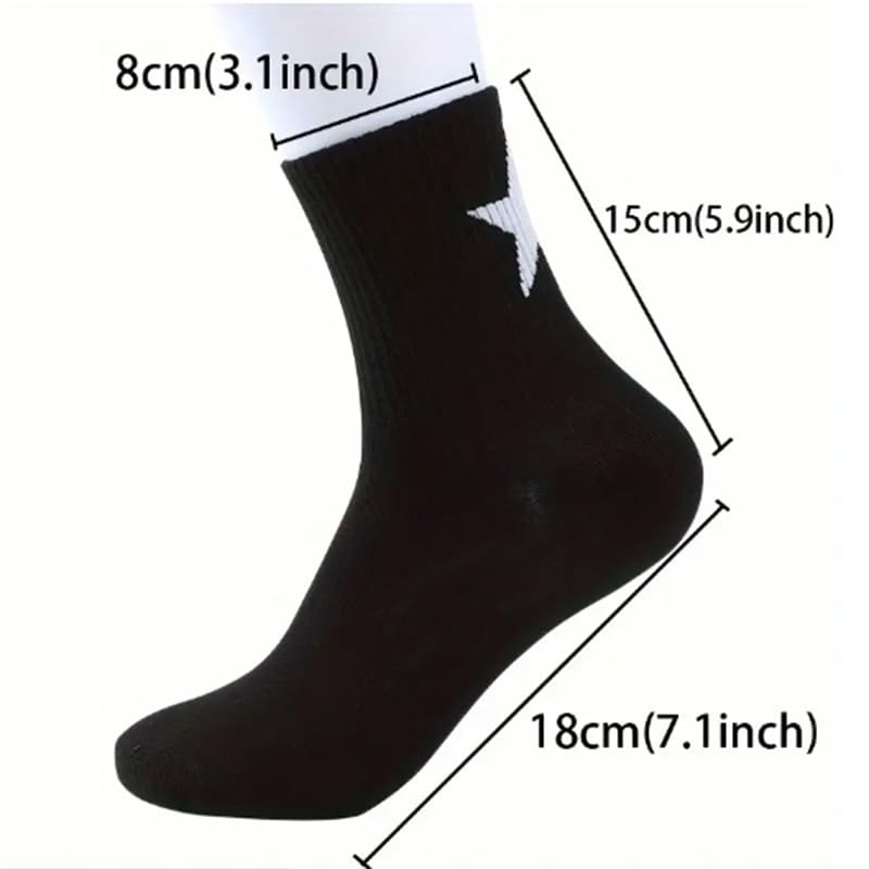 2 Pairs Men's And Women's Star Pattern Crew Socks, Breathable Blend, Mid-Calf Basketball Socks With Geometric Design3