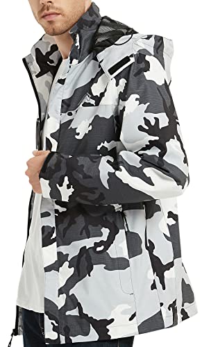 Image of OTU Men's Lightweight Waterproof Hooded Rain Jacket Outdoor Raincoat Shell Jacket for Hiking Travel