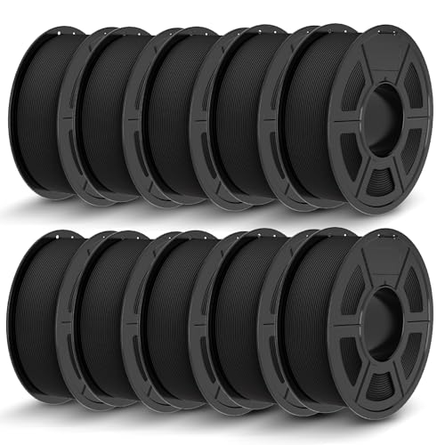 Image of TECBEARS Rapid PETG Filament Bundle,High Speed 3D Printer Filament, High Toughnes PETG, Pack of 10, 10 Colors, Black
