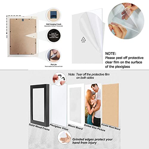 Image of Art Street Picture Frames Set of 4 Wall Mounted Premium 3D Photo Frame Vertical & Horizontal Wall Hanging Individual Collage for Home Decor (Black, Size 10 x 10 inch)