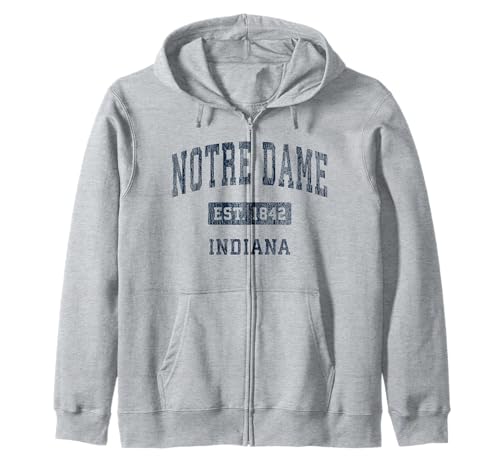 Notre Dame Indiana IN Vintage Navy Style Sports Design Zip Hoodie