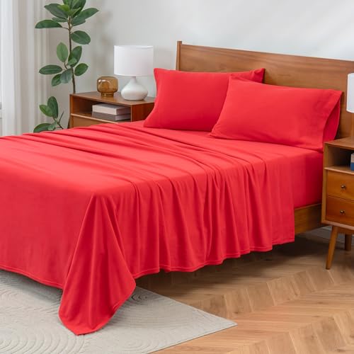 Berkshire Blanket Luxury Soft Microfleece Queen Sheet Set, Warm and Durable, All Season Sheet (Queen, Lollipop)