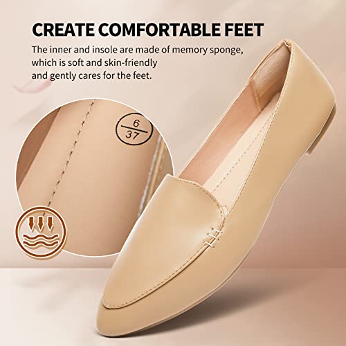 Image of FINIWOR Loafers for Women Flats Shoes Women Pointed Toe Dress Shoes Comfortable Memory Foam Penny Loafers Slip On Shoes