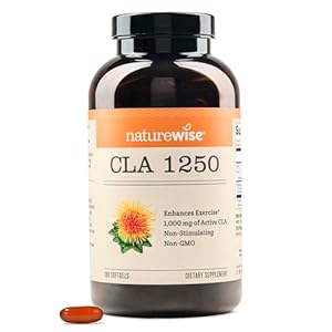 NatureWise CLA 1250 – CLA Supplement with Conjugated Linoleic Acid for Women and Men, Non-Stimulating CLA, Supports Healthy Weight, Fitness Goals – non-GMO, Gluten Free – 180 Softgels[2-Month Supply]