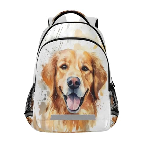 ALAZA Cute Dog Watercolor Golden Retriever Backpacks Travel Laptop Daypack School Book Bag for Men Women Teens Kids