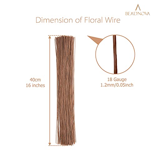 Beadnova Fake Flower Stems 50Pcs 18 Gauge Floral Wire Stems Flower Wire For Crafts Flower Arrangement Florist Diy Bouquet (Brown, 50 Pcs) #TOP1