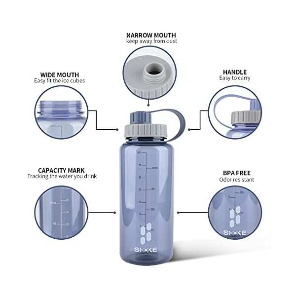 SHOKE-1-Liter-Water-Bottle-32oz-BPA-Free-Non-Toxic-Tritan-Wide-Mouth-Leakproof-Large-Sports-Water-Bottles-with-Handle-Gym-Space-Cup-For-Fitness-Yoga-Workouts-Hiking SHOKE 1 Liter Water Bottle, 32oz BPA Free Non-Toxic Tritan Wide Mouth Leakproof Large Sports Water Bottles with Handle, Gym Space Cup For Fitness Yoga Workouts Hiking with Sponge Bottle Brush