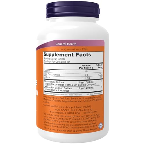NOW Foods Supplements, Glucosamine & Chondroitin Extra Strength, Sulfate Forms, 120 Tablets - Image 3