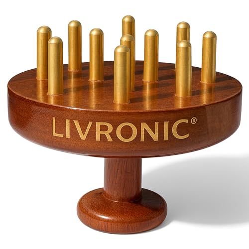 Image of Livronic Metal Head Scalp Massager & Body Stimulator with Wooden Handle | Manual Head Massage Tool for Natural Hair Growth, Stress Relief, Relaxation & Scalp Stimulation