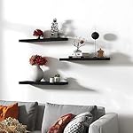 Wood Floating Shelves for Wall, Wooden Wall Shelves for Bedroom, Wall Mounted Shelves for Living Room, Set of 6 Black - Image 5