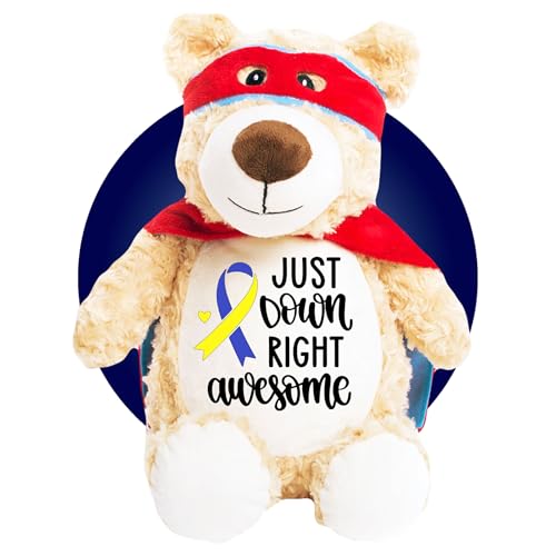 Gifts for Kids with Down Syndrome - Personalized Stuffed Cubby Bear - Gift for Down Syndrome Baby - Down Syndrome Awareness Teddy Bear - 17
