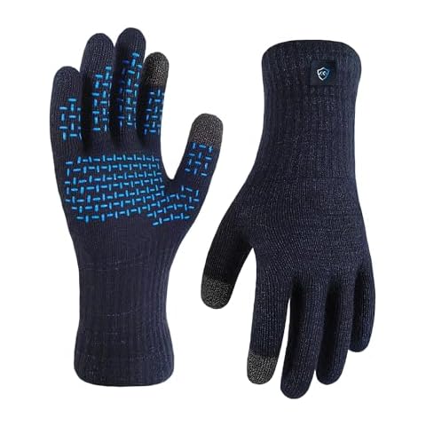 DexShell Waterproof Gloves for Men and Women, Lightweight Merino Wool Inners for Cold Weather Running Cycling Walking, Membrane Insulated Touchscreen, ThermFit 3.0 Blue Palm Dots, Unisex LG Cover