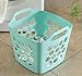 Flexible Plastic Carry Laundry Basket Holder Square Storage Hamper with Side Handles (Green)