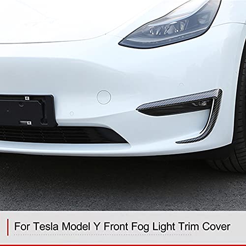 Fastche Front Fog Light Trim Cover For Tesla Model Y Eyebrow Spoiler Accessories Fog Lamp Frame Blade Trim Compatible With 2020 2021 2022 Model Y (Abs Glossy Carbon Fiber) #TOP6