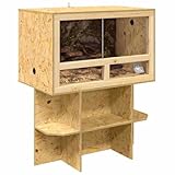 Polyvalent Terrarium en Bois avec Meuble, Terrarium Boîte d\'alimentation avec Étagère Support pour Reptiles Amphibiens Marron 80 x 50 x 100 cm OSB