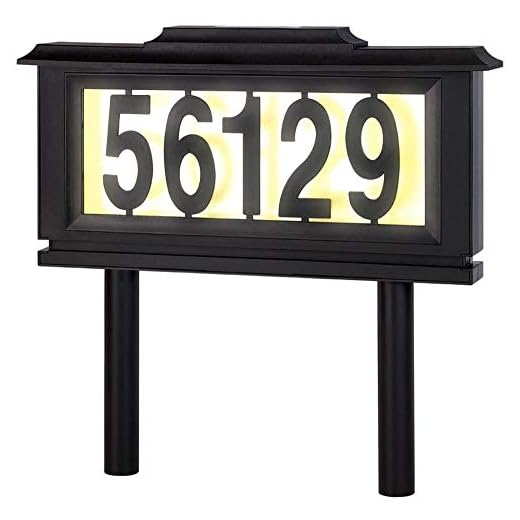 Solar Address Sign Lighted House Number Address Plaque Outdoor LED Light Sign