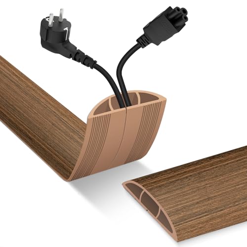 Image of Floor Cord Cover, Cable Protector, 0.63W x 0.31H inches, Wire Cover for Extension Cords, Floor Cable Covers Prevent Cable Trips (Misty Brown Wood, 50-3.3 Feet)