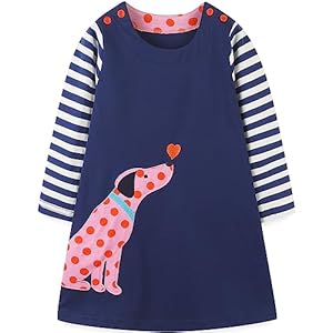 Bumeex Toddler Girl’s Long Sleeve Dresses 2-7Y