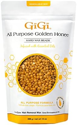 GiGi Hard Wax Beads, Golden Honee All Purpose Hair Removal Wax, no strip needed, 14 oz