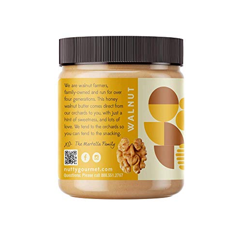 Nutty Gourmet Honey Walnut Butter - Sweet Nut Butter - Honey Flavored - All Natural - Peanut Free - Vegan - California Grown Walnuts - Keto Snack - Gluten Free (10Oz, 1 Pack) #TOP2