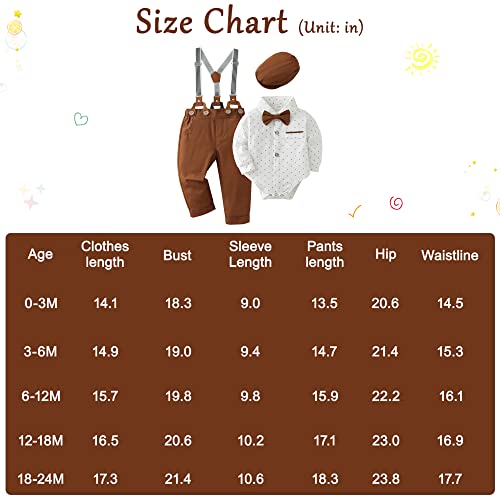 Baby Boy Clothes 0-18M Infant Tuxedo Long Sleeve Gentleman Outfits + Suspender Pants + Bowtie + Beret Hat Baby Boy Suit Set White #TOP5