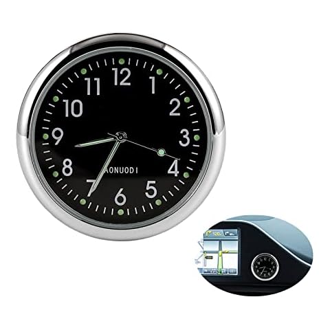 Car Digital Clock Stick-On Clock Analog Watch Mini Tiny Small Luminous Car Vent Clocks Watch Clock Classic Round Analog Clock Universal Dashboard Clocks for Cars Boat (Black) Cover