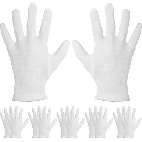 Mudder 6 Pairs Cotton Cosmetic Gloves Hand Spa Gloves for Moisturizing, White (L Size)