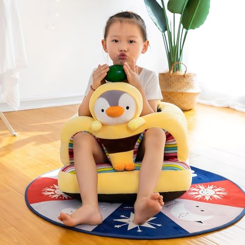 Image of Baby Support Seat, Cute Baby Sofa Chair for Sitting Up, Comfy Plush Infant Seats (Penguin,W17.5 x H17.5)