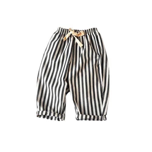 Girls Striped Shorts Summer Casual Cotton Linen Striped Short Pants Kids Elastic Waist Drawstring Baggy Beach Shorts