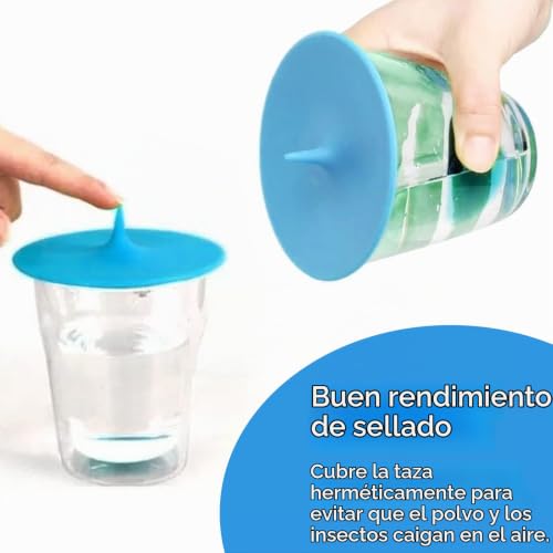 Miniatura 4 de Disnace 6 Piezas Tapa De Silicona Para Taza, 10cm Cubierta Cristal, Set De Tapas Elásticas Para Microondas, Reutilizables Para Vasos De Cerveza Y Ollas