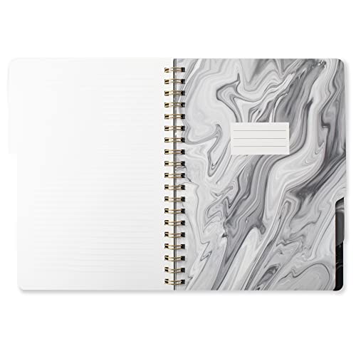 Fringe Studio Large Tab Notebook,"Marble Gray", Flexible Paperback Cover, College Ruled, 5 Subject/Die-Cut Dividers, Notebook, 7.25" X 10", 180 Lined Pages (343005), Multicolor
