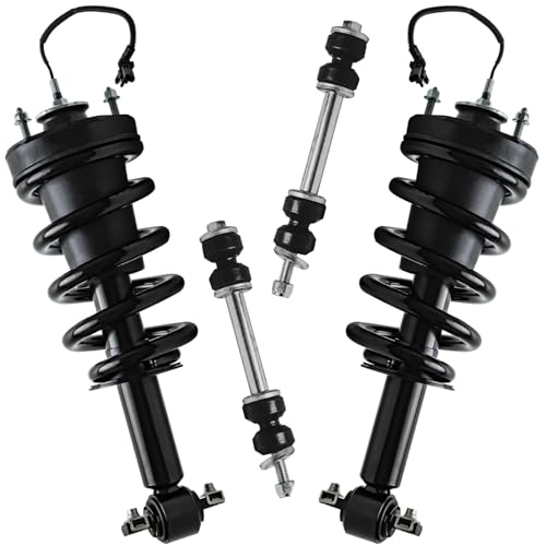 Detroit Axle - 4pc Front Struts Kit for Chevy Silverado GMC Sierra 1500 Tahoe Suburban Yukon XL Cadillac Escalade ESV, 2 Sway Bars 2 Struts & Coil Spring [with MagneRide Suspension] Replacement