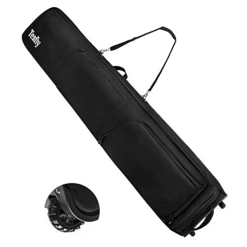 TENFLY Wheeled Ski Bag for Air Travel, 900D Waterproof Padded Ski Bag with Wheels, Adjustable 156-200cm, Foldable, Fits 2 Skis Boots Helmet Gear by TENFLY - Used condition - US$64.36