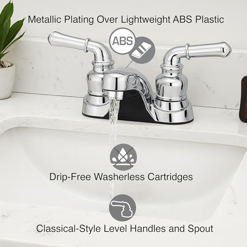 Pacific Bay Lynden Bathroom Sink Faucet - Metallic Plating Over Lightweight ABS Plastic (Chrome)