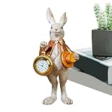 Figuras de Pascua con reloj de alta forma, estatuilla linda, estatuillas de colección decorativas, conejito de Pascua, para sala de estar, oficina, aula, fiesta de primavera