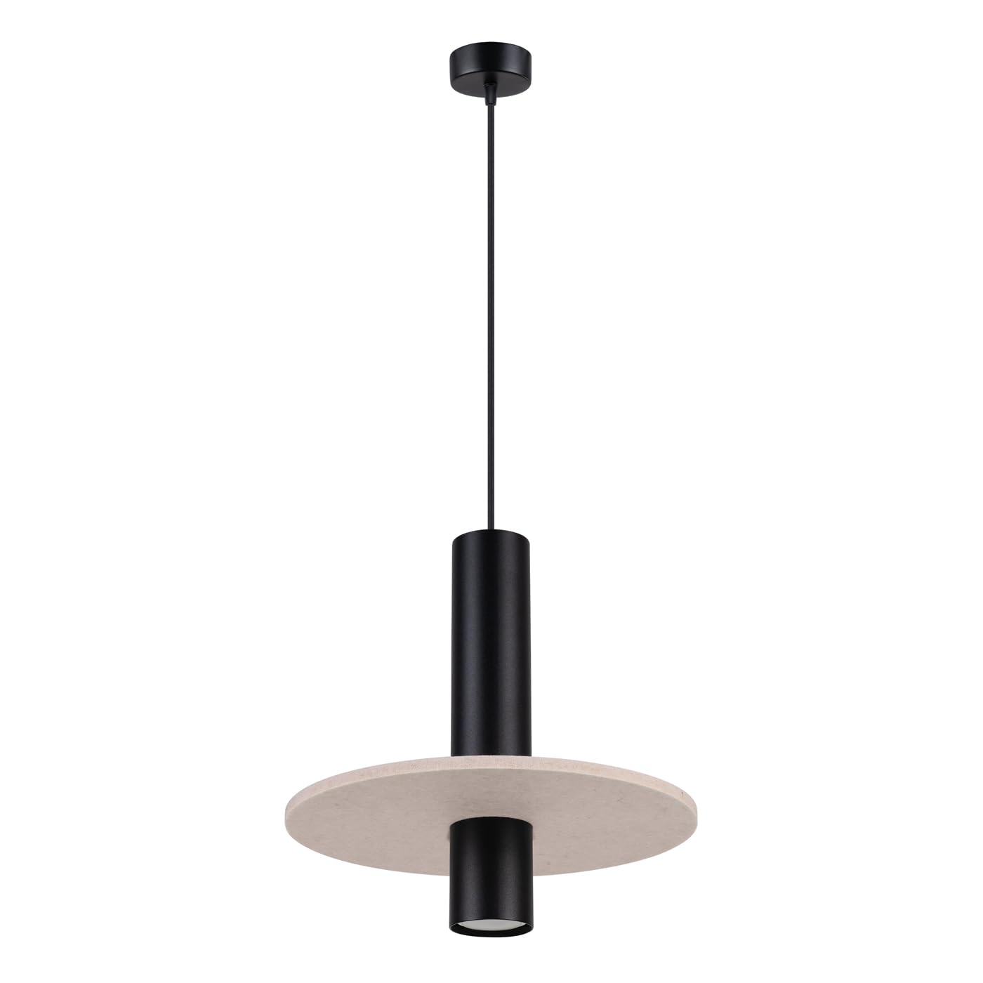 SOLLUX lighting Lámpara Colgante - Lámpara de Techo Fieltro Acero - 1 Pantalla - Bombilla LED - Negro Beige Pelta