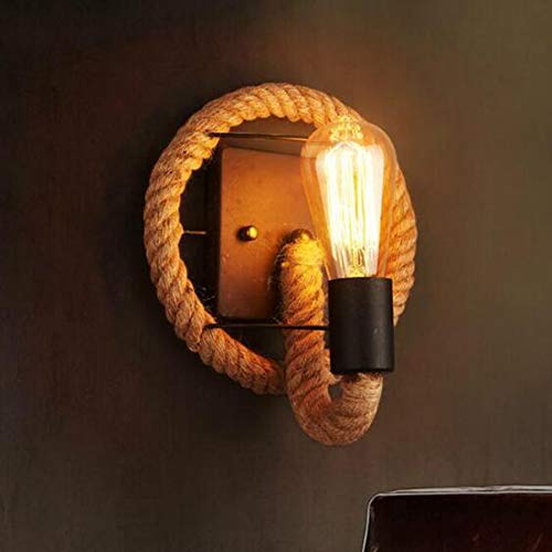 Applique Murale Vintage Américain Rétro Industriel Corde Lampe Personnalité Bar Fer Lumiere Murale Loft Restaurant Couloir Salon Balcon Allées Appliques...
