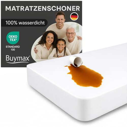 Matratzenschoner 90x200 cm Wasserdicht, Buymax® wasserdichte Spannbettlaken ohne Knistern, Inkontinenzauflage Rundumgummi Atmungsaktiv Rundumbezug Anti-Milben Bezug waschbar