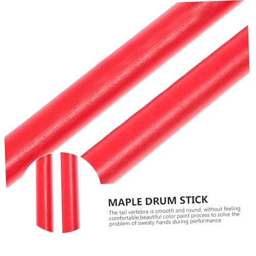Totority 2 pares baquetas de percusión de madera de arce rojas, ligeras, para principiantes, con peso equilibrado y agarre antideslizante para cajas y percusión miniatura 3
