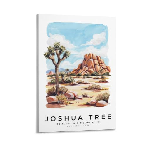 Art mural Joshua Tree aquarelle haute définition sur toile 50 x 75 cm