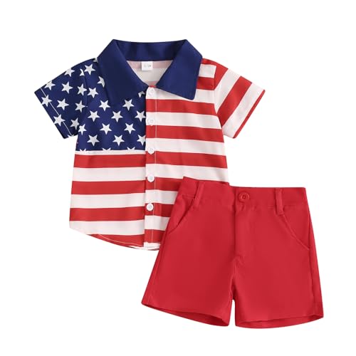 Image of Toddler Boy Summer Outfits Button Down Short Sleeve Floral Shirts & Casual Shorts 1-6 Years Boys Clothes Set
