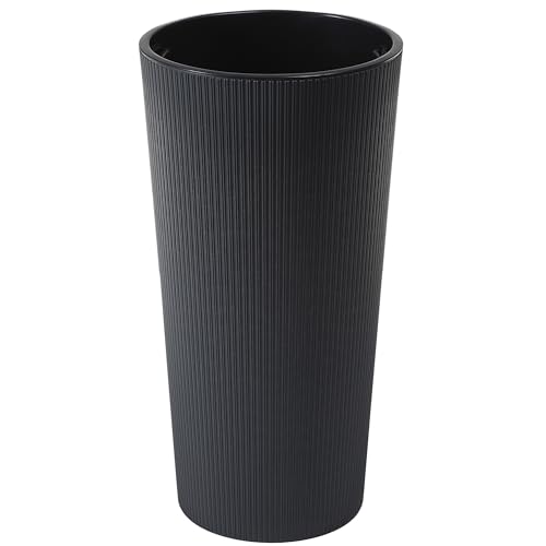 Dehner Blumentopf Lilia, Pflanztopf Indoor, Pflanzkübel recycelt, ca. Ø 19.6 cm, Höhe 36.4 cm, Kunststoff, anthrazit