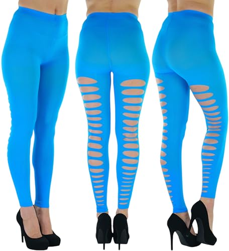 Image of ToBeInStyle Women's Slashed Ripped Shredded Distressed Hosiery Tights Leggings Music Festival