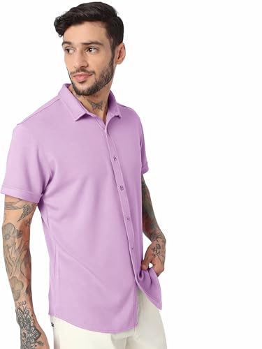 Image of Nobel Monk Men's Solid Casual Shirt |Half Sleeve | Regular Fit |Stylish Shirt for Men