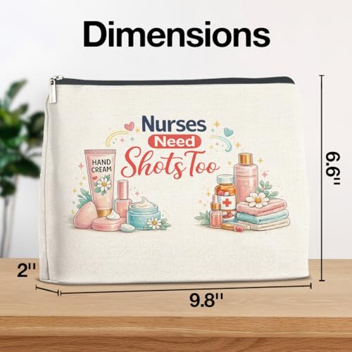 YeleY Nurse Gifts Makeup Bag for Women, Need Shots Too Cosmetic Pouch, Funny Gift Appreciation Present Travel Toiletry Bag