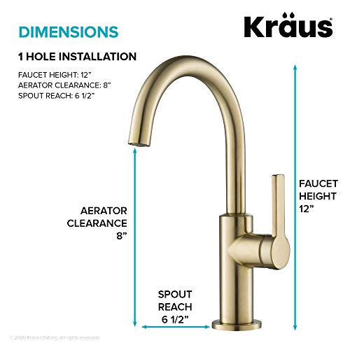 Image of Kraus Oletto Single Handle Kitchen Bar Faucet in Spot Free Antique Champagne Bronze, Kitchen Sink Faucets, KPF-2822SFACB