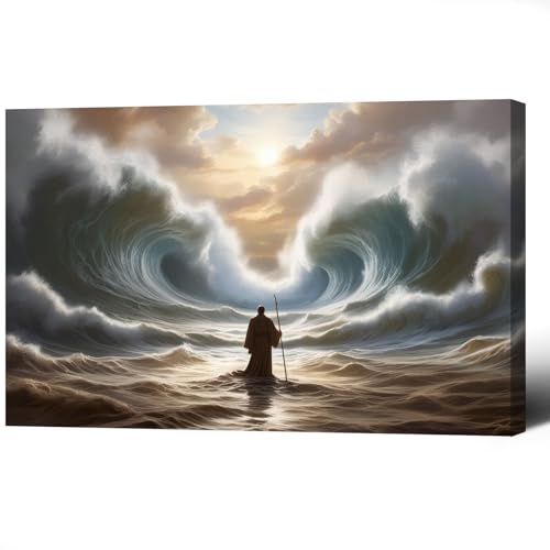 Moses Parting the Red Sea Exodus Painting Old Testament Art