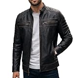 UrbanFocal Cafe Racer Style Leather Jacket For Men - Real Lambskin Mens Leather Jackets | [101001006] C.Racer Ruboff, 2XL
