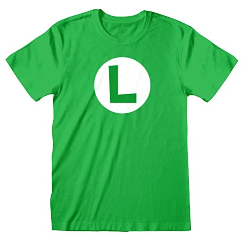 Men's Retro Super Mario Bros. Luigi L Logo Green T-Shirt